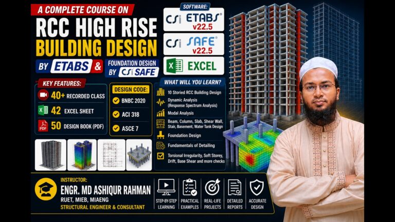 RCC High Rise Building Design (BNBC 2020)- ETABS ও SAFE