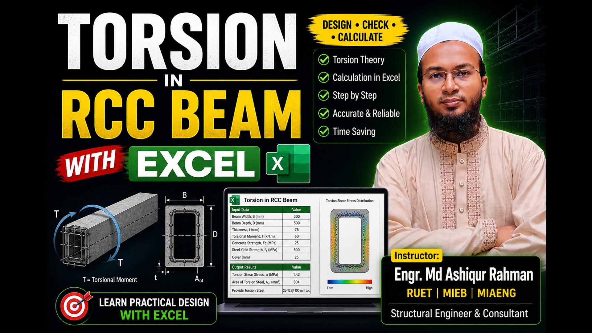 Torsion in Beams- Design & Discussion (With Excel)