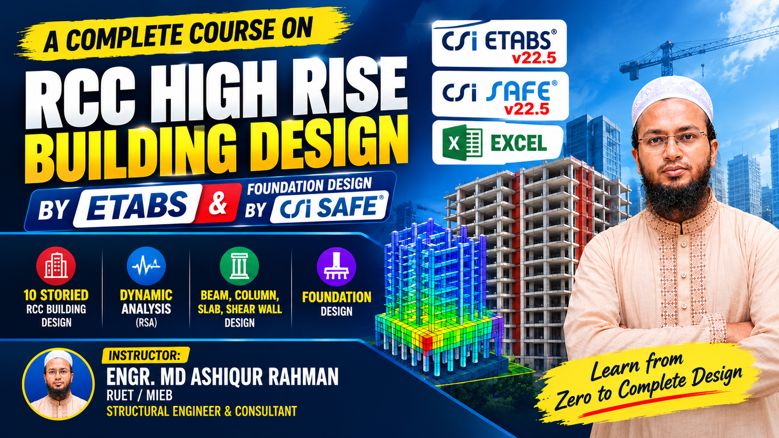 RCC High Rise Building Design (BNBC 2020)- ETABS & SAFE